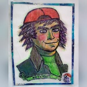 🎨Ash Ketchum Watercolor Portrait Painting Art🖼